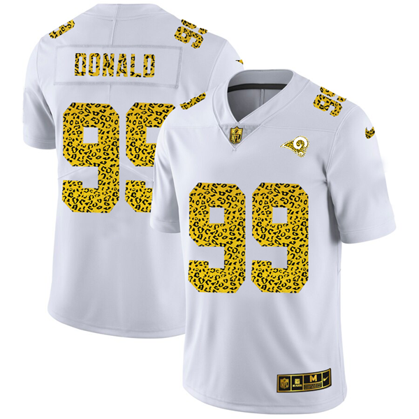 Men's Los Angeles Rams #99 Aaron Donald 2020 White NFL Leopard Print Fashion Limited Stitched Jersey